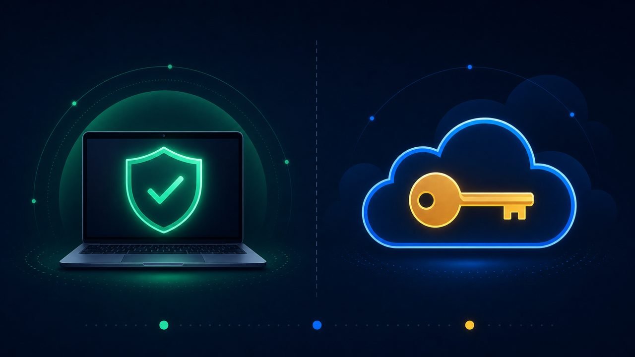 Prismical Review (2026): The Open-Source, No-Bot AI Note-Taker 3 A shielded laptop for local on-device transcription beside a cloud holding a key for optional bring-your-own-key cloud mode.